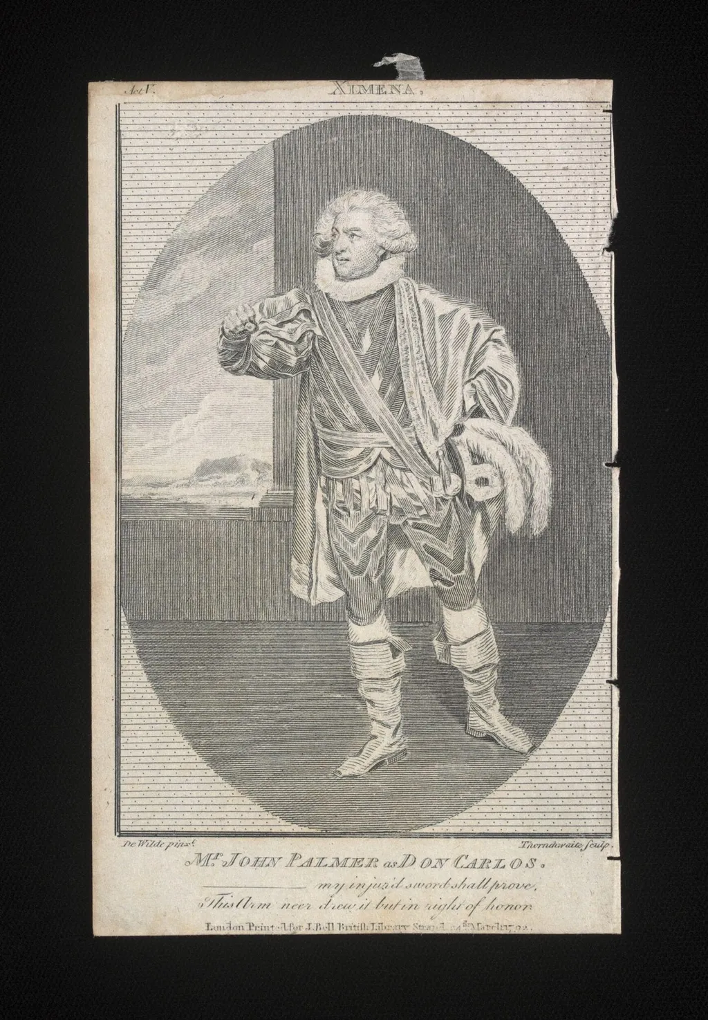 Mr John Palmer as Don Carlos, by J. Thornthwaite, 24