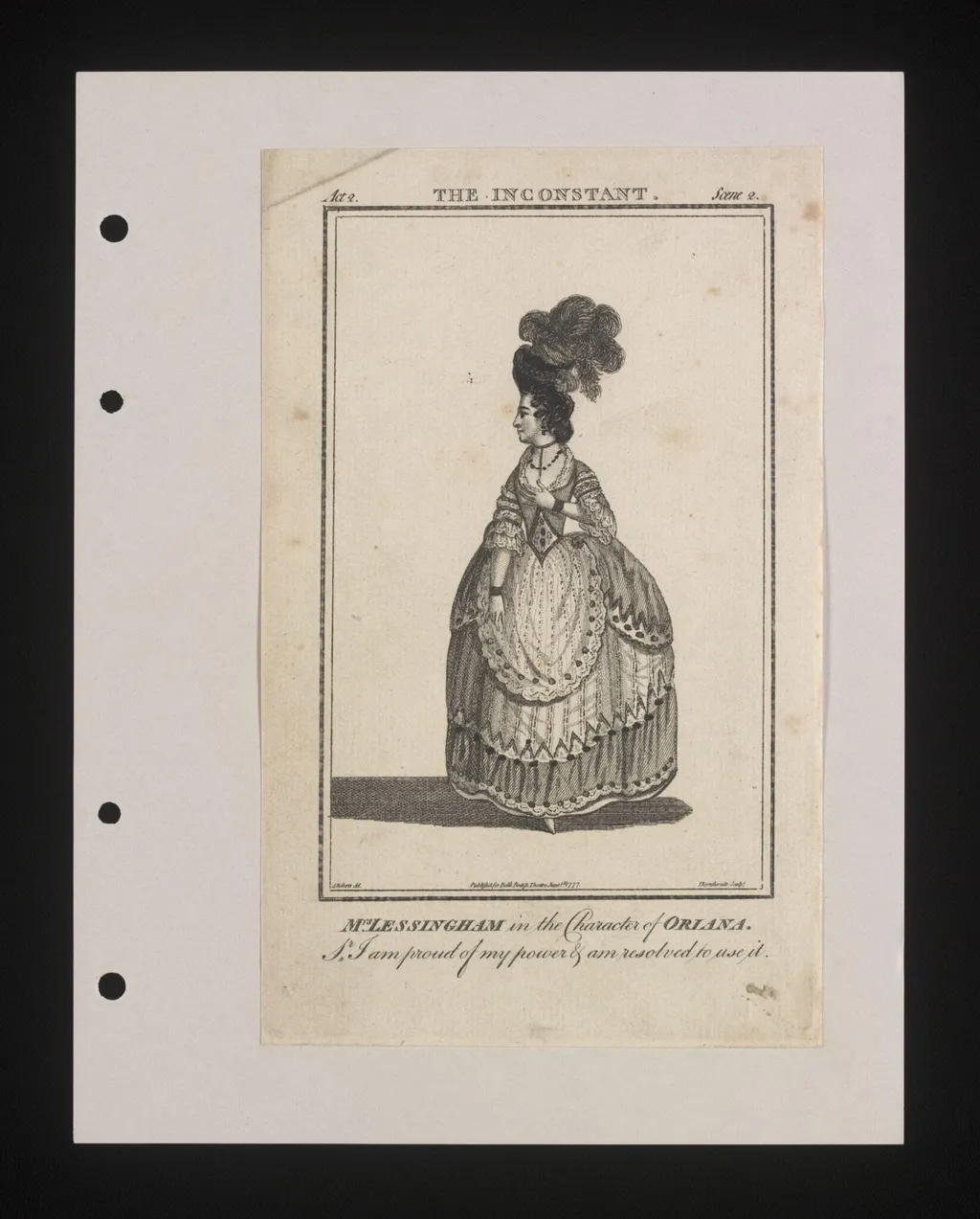 Mrs Lessingham in the character of Oriana, by J. Thornthwaite, 1