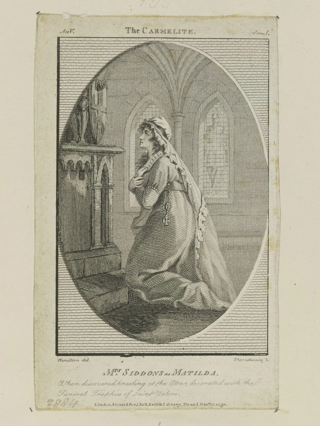 Mrs. Siddons as Matilda in the 'Carmelite', by J. Thornthwaite, 1783