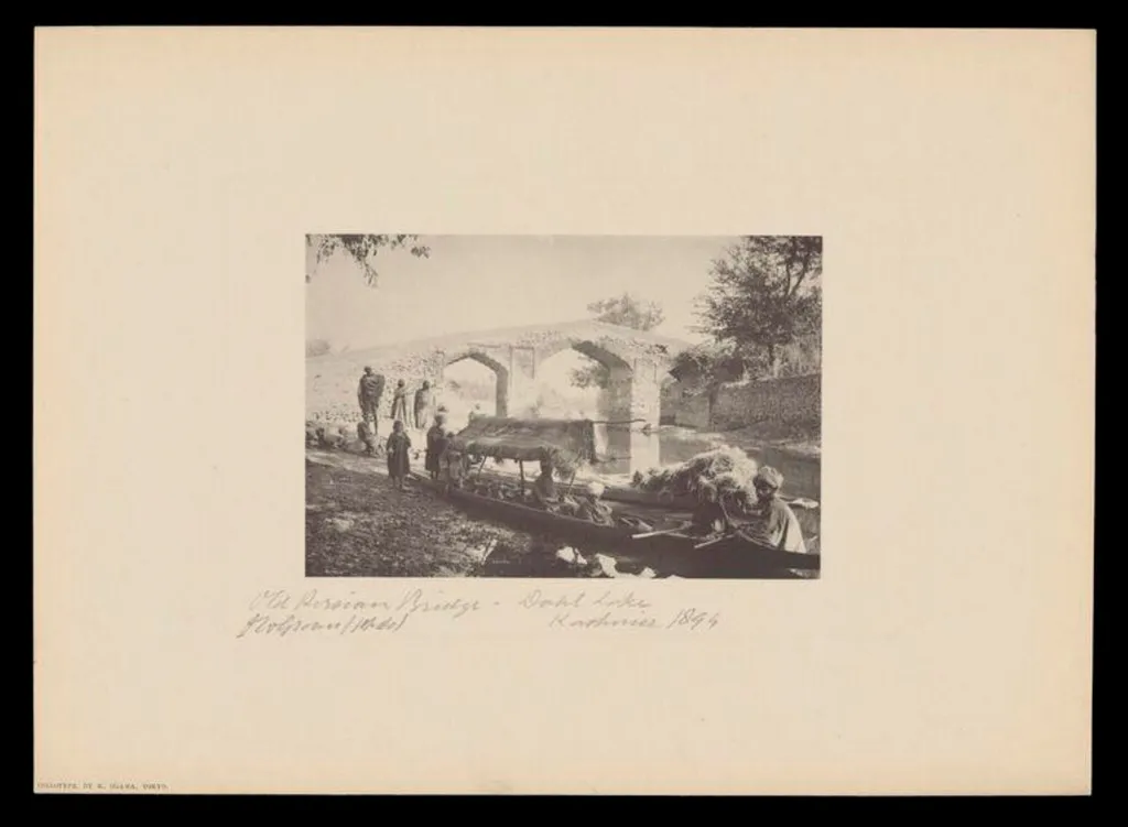 Bridge, Dahl Lake, Kashmir, by J.W. Groves, photographic, 1894