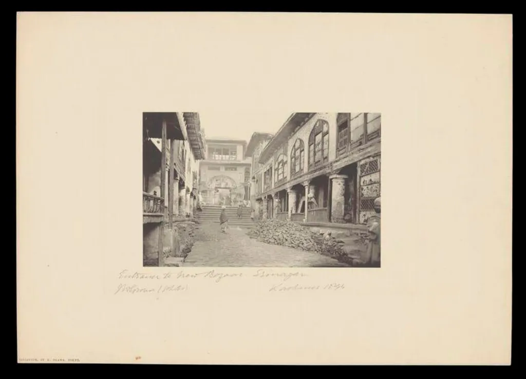 Entrance to New Bazaar, Srinagar, Kashmir, by J.W. Groves, photographic, 1894