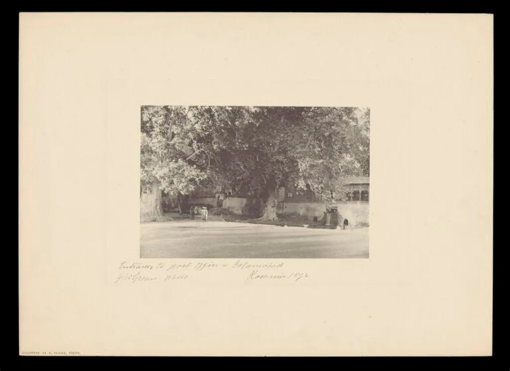 Entrance to post office, Islamabad, Kashmir, by J.W. Groves, photographic, 1894