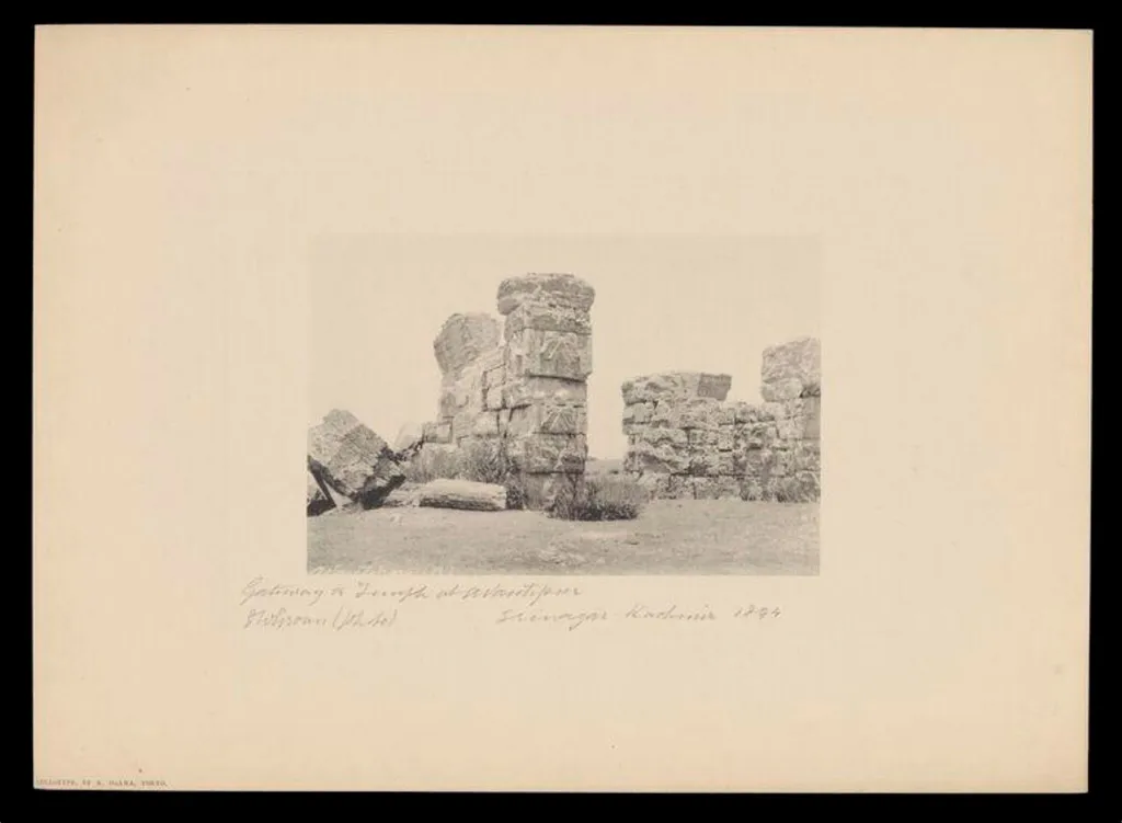 Gateway to Temple at Avantipur, Srinagar, Kashmir, by J.W. Groves, photographic, 1894