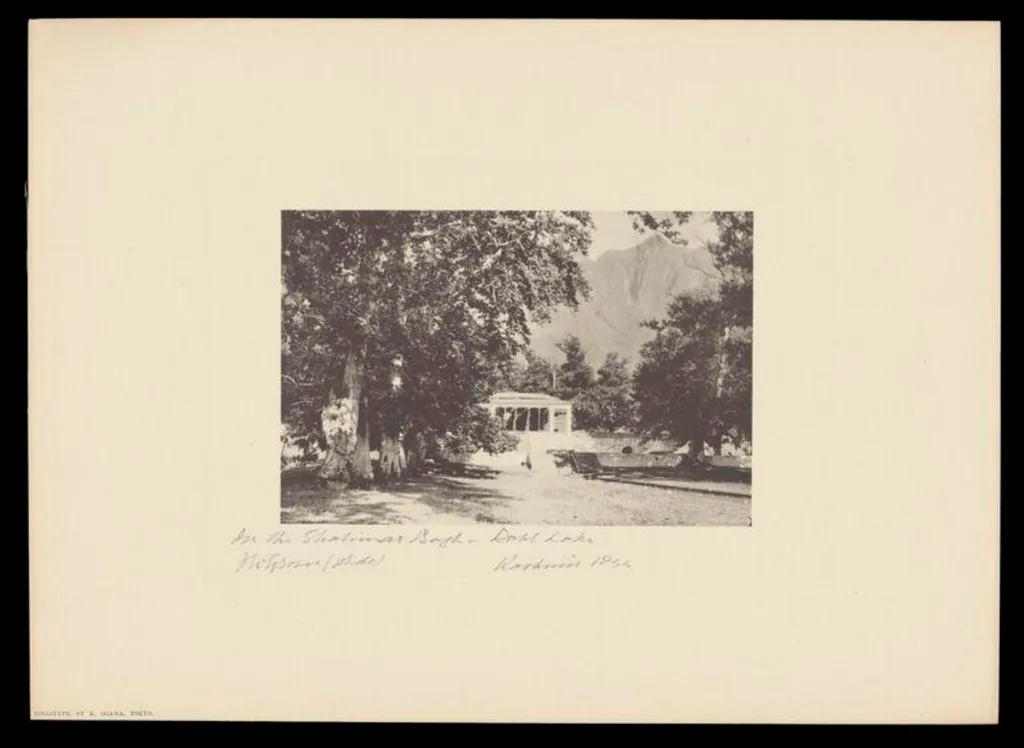 In the Shalimar Bagh, Dahl Lake, Kashmir, by J.W. Groves, photographic, 1894