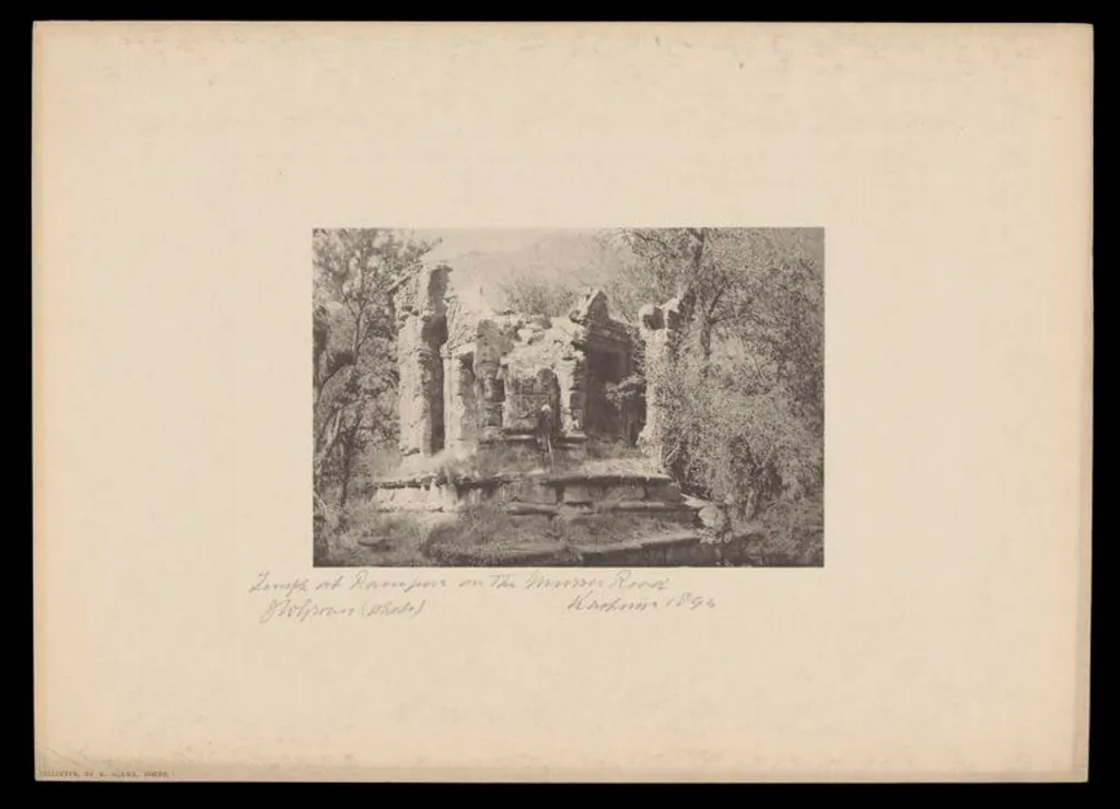 Temple at Rampur on The Murree Road, Kashmir, by J.W. Groves, photographic, 1894