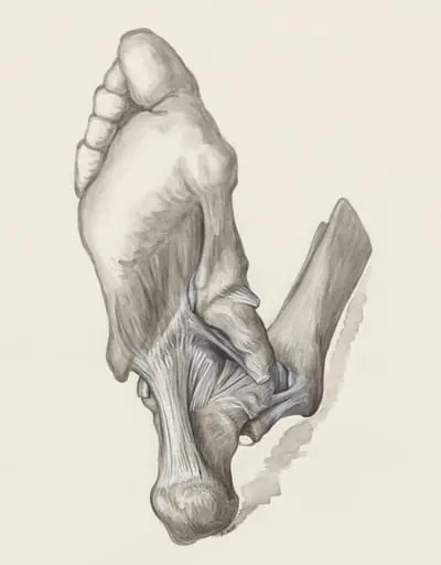 Muscular tissue of the heel, seen from below, by J Wetselaar-Whittaker