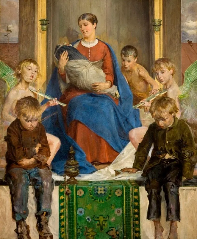 Madonna and Children, by Jacek Malczewski, oil, 1899