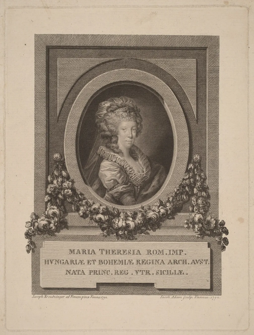 Marie-Thérèse, Holy Roman Empress, by Jacob Adam, ink, 1792