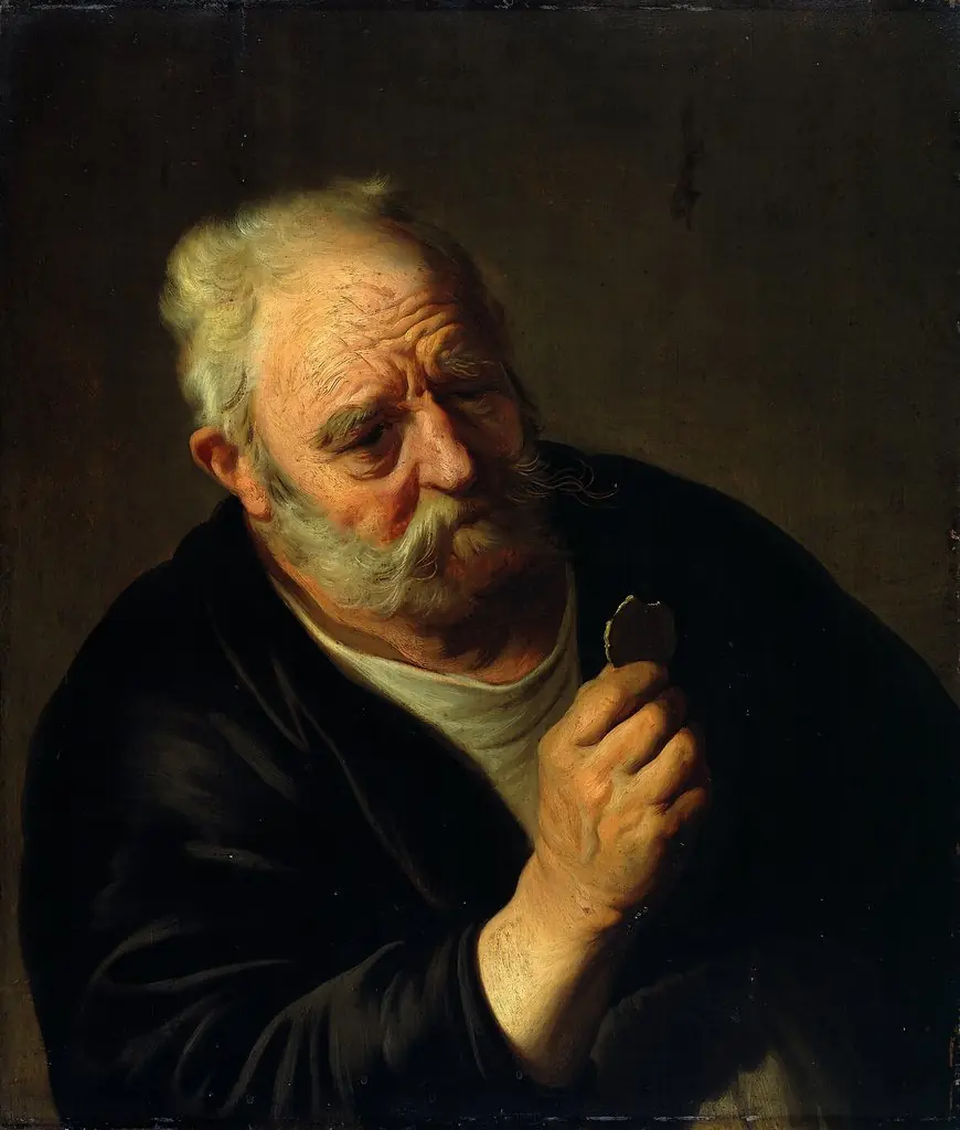 Old Man with a Mirror Shard, by Jacob Adriaensz Backer