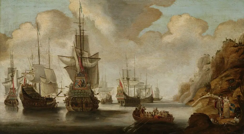 A French squadron near a rocky coast, by Jacob Adriaensz Bellevois