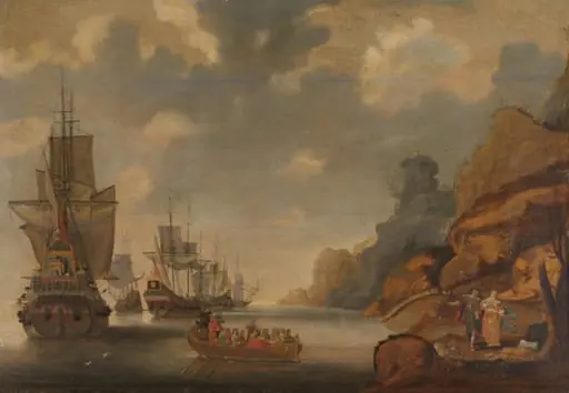 A French Squadron near a Rocky Coast, by Jacob Adriaensz Bellevois