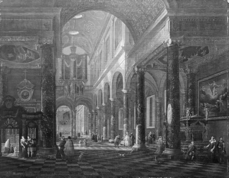 Interior of a Catholic Church, by Jacob Balthasar Peeters, oil, 1714