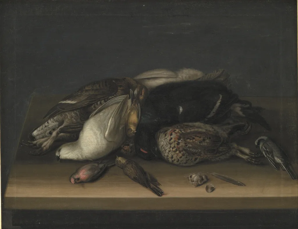 Wildfowl on a Wooden Table, by Jacob Biltius, oil, 1664