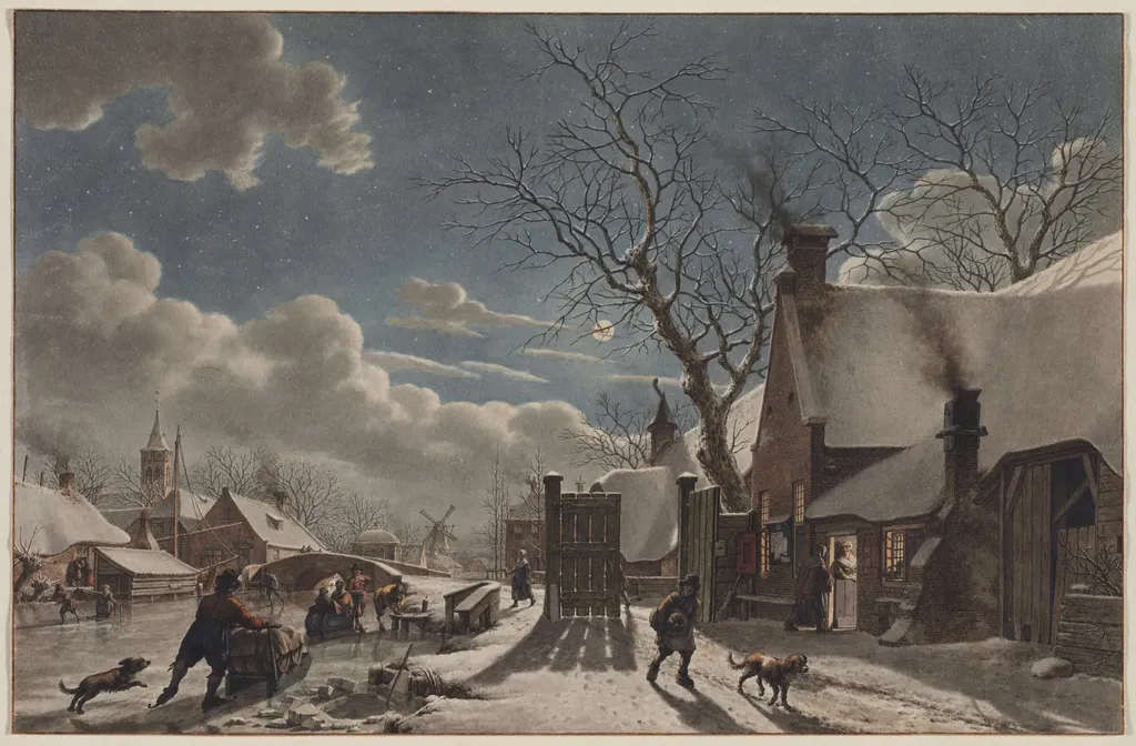 Winter Night in a Dutch Town, by Jacob Cats, 1797