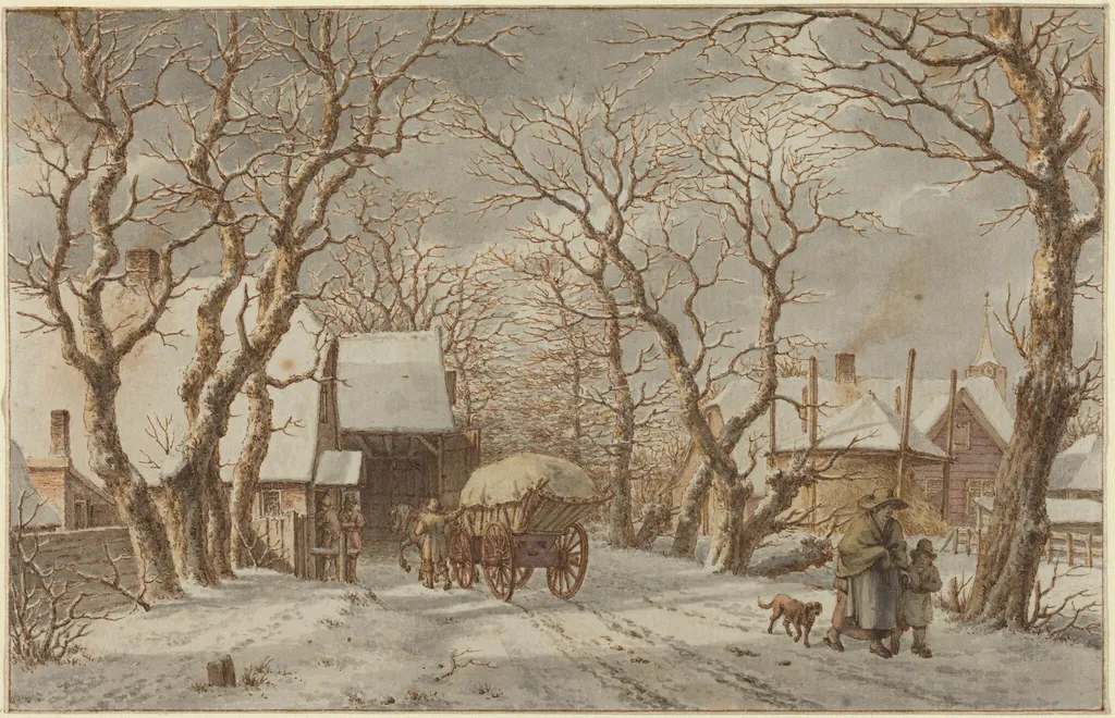Winter Scene, by Jacob Cats, ink, 1790
