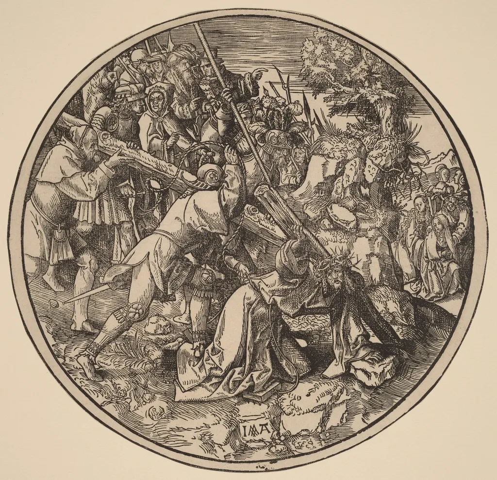 Christ Carrying the Cross, by Jacob Cornelisz van Oostsanen, ink, 1514