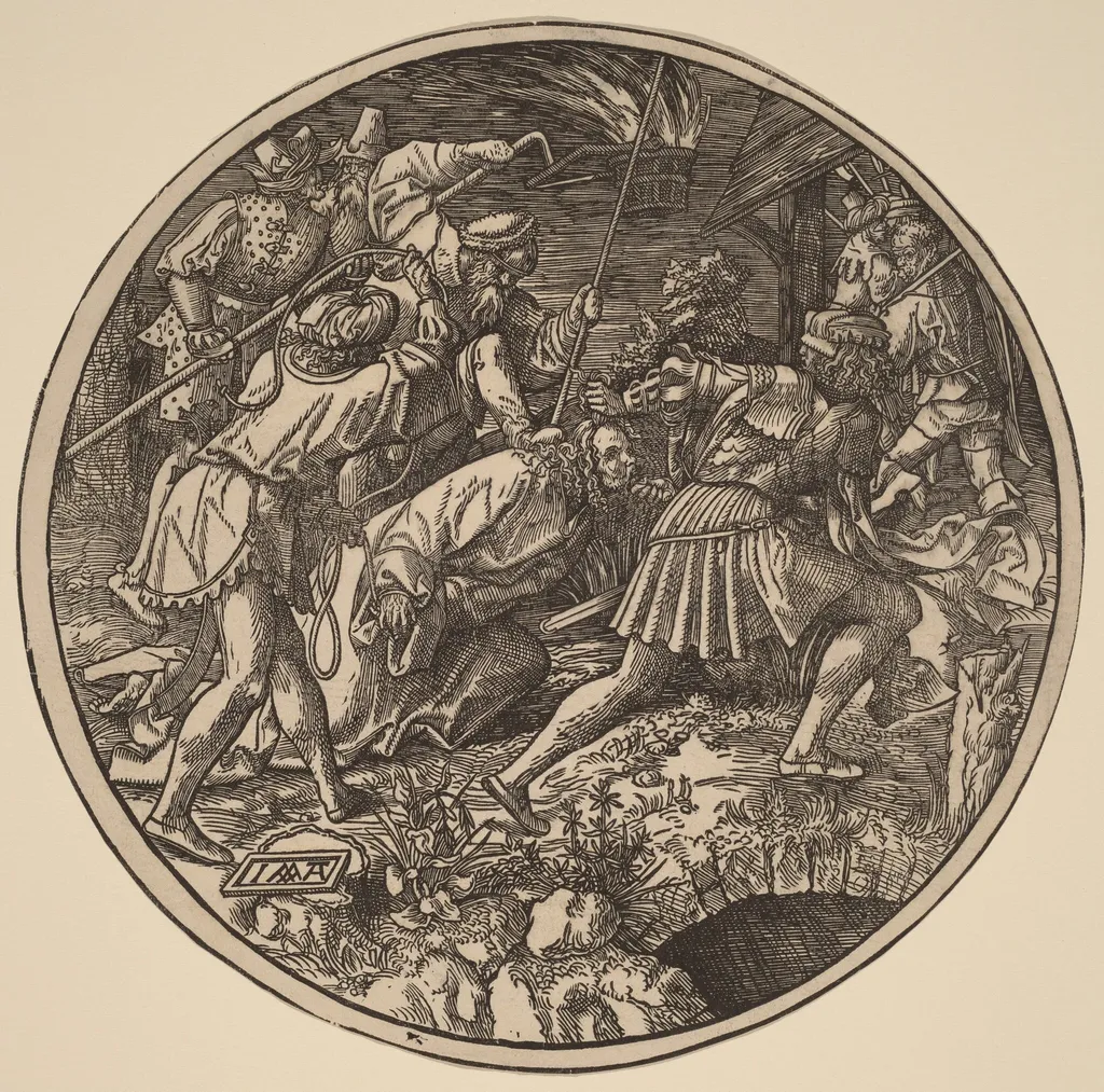 Christ Led Away After His Arrest, by Jacob Cornelisz van Oostsanen, ink, 1512