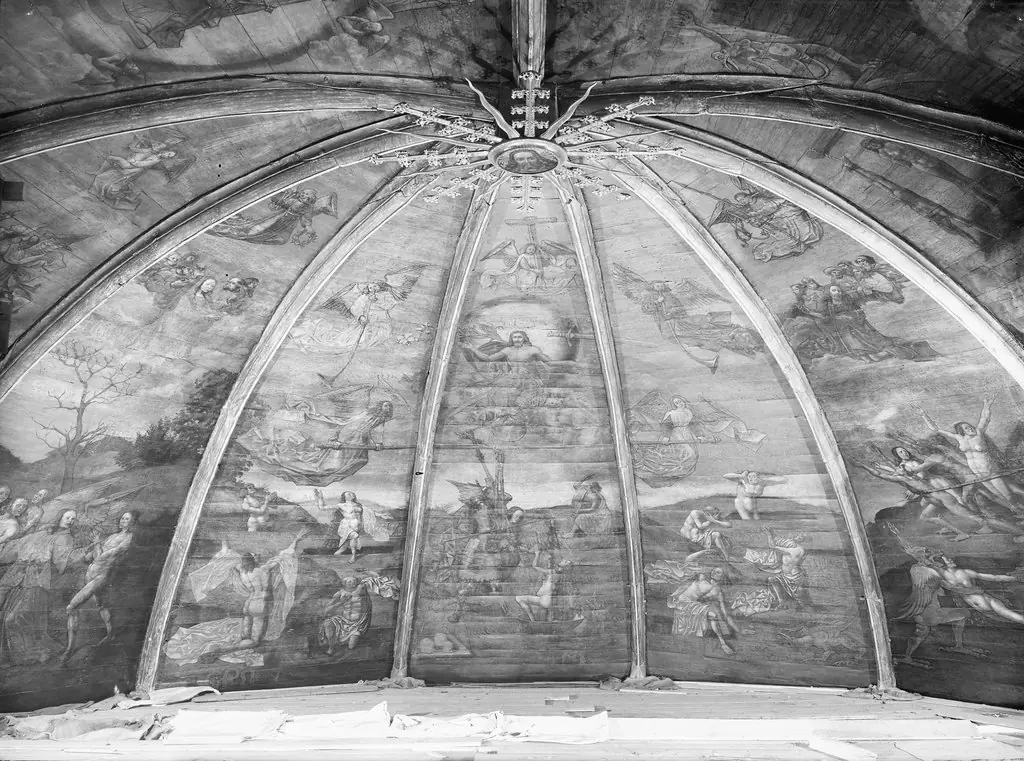 Painted ceiling vault with the Last Judgement, by Jacob Cornelisz van Oostsanen
