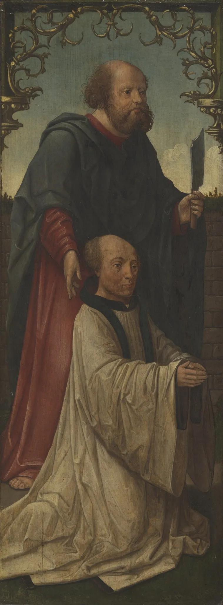 Saint Matthias (?) and a Donor; Saint Andrew (reverse), by Jacob Cornelisz van Oostsanen, oil, 1522