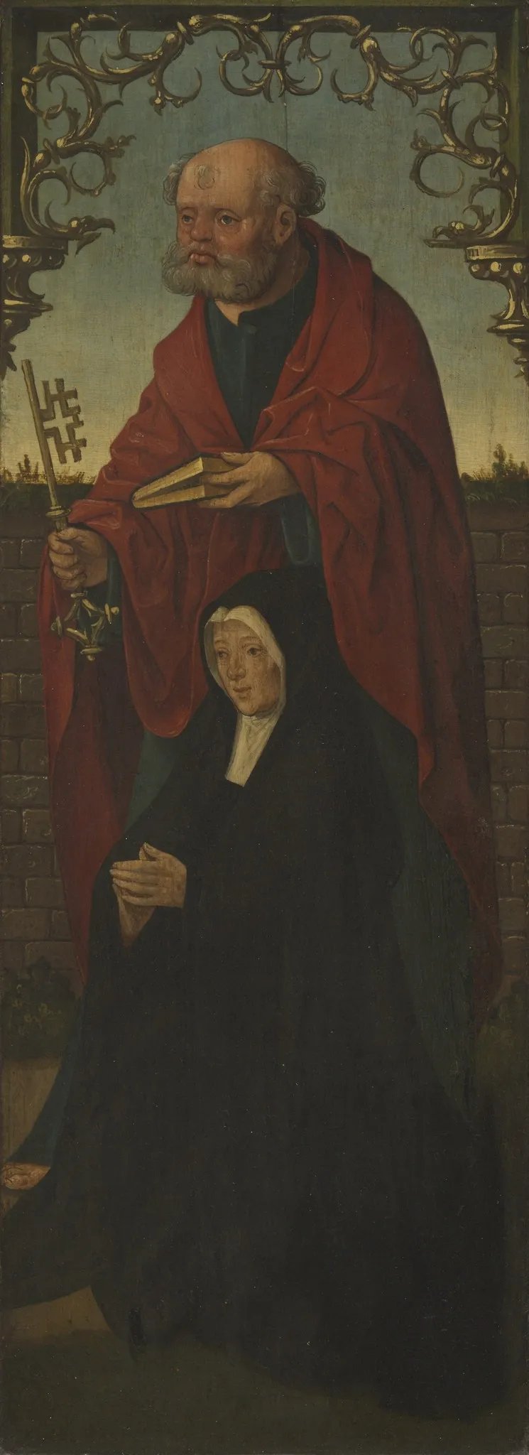 Saint Peter and a Donor; Saint Thomas (reverse), by Jacob Cornelisz van Oostsanen, oil, 1522