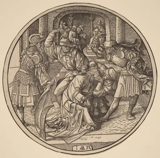 The Mocking of Christ and Christ Before Caiaphas, by Jacob Cornelisz van Oostsanen