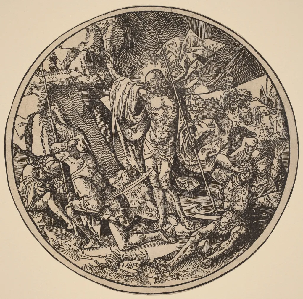 The Resurrection and the Holy Women on Their Way to Christ's Sepulchre, by Jacob Cornelisz van Oostsanen, ink, 1514