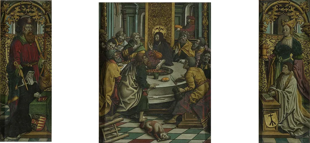 Triptych with the Last Supper and Donors, by Jacob Cornelisz van Oostsanen, oil, 1527