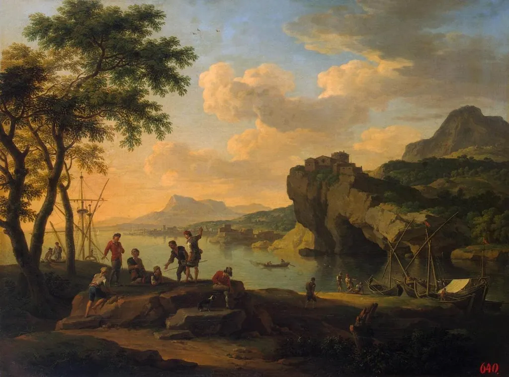 Italian Harbour, by Jacob de Heusch, oil, 1699