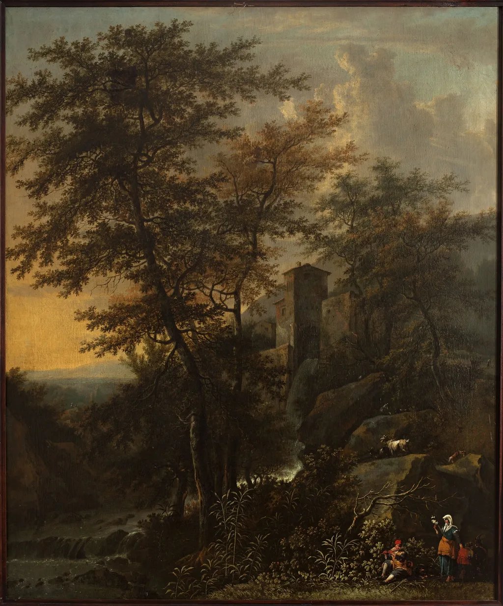 Pastoral landscape with a watermill, by Jacob de Heusch, oil, 1693