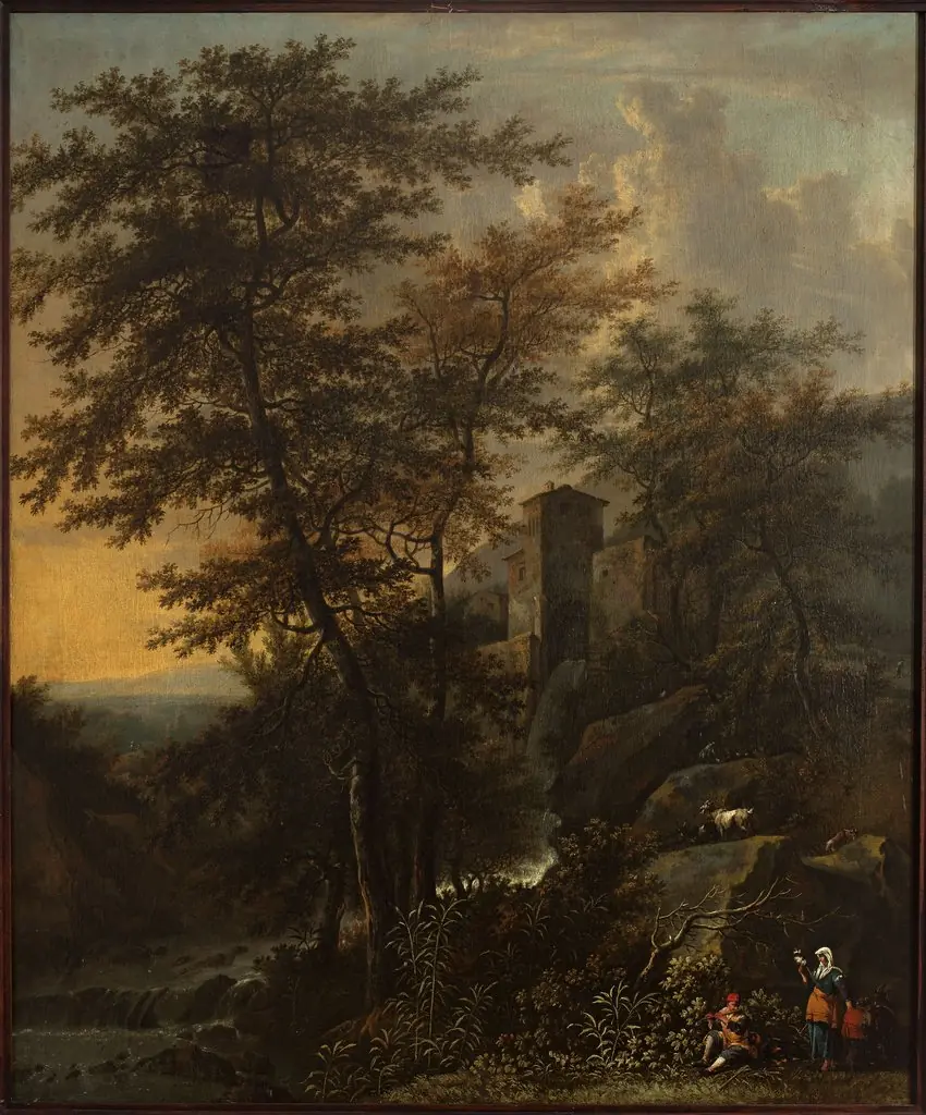 Pastoral landscape with a watermill, by Jacob de Heusch