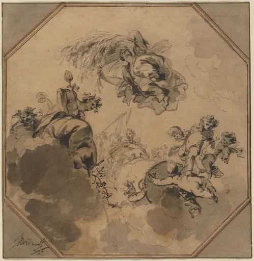 Study for a Ceiling: Allegory of the Harvest with Dionysus and Ceres, by Jacob de Wit