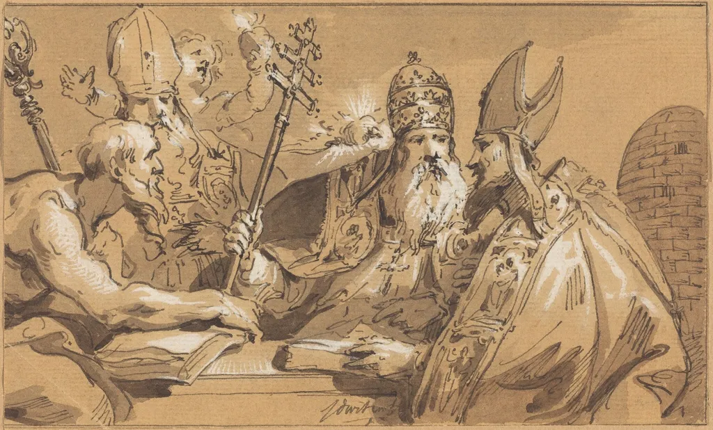 The Four Fathers of the Church, by Jacob de Wit, ink, 1640