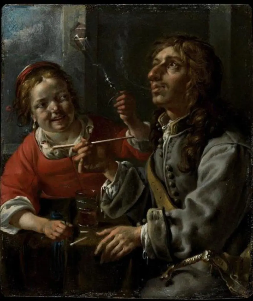 Soldier with a girl, by Jacob Duck