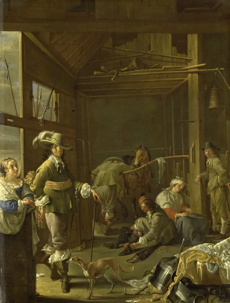 Soldiers in a stable, by Jacob Duck