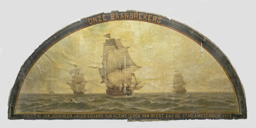 'Our Pioneers': Seventeenth-Century Ships at Sea, by Jacob Eduard van Heemskerck van Beest, oil, 1890