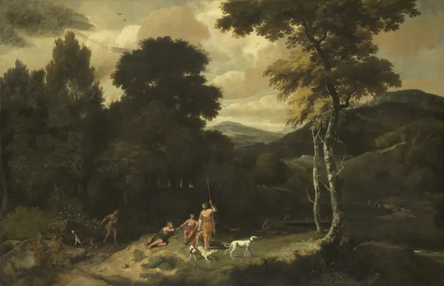 Landscape with hunters
