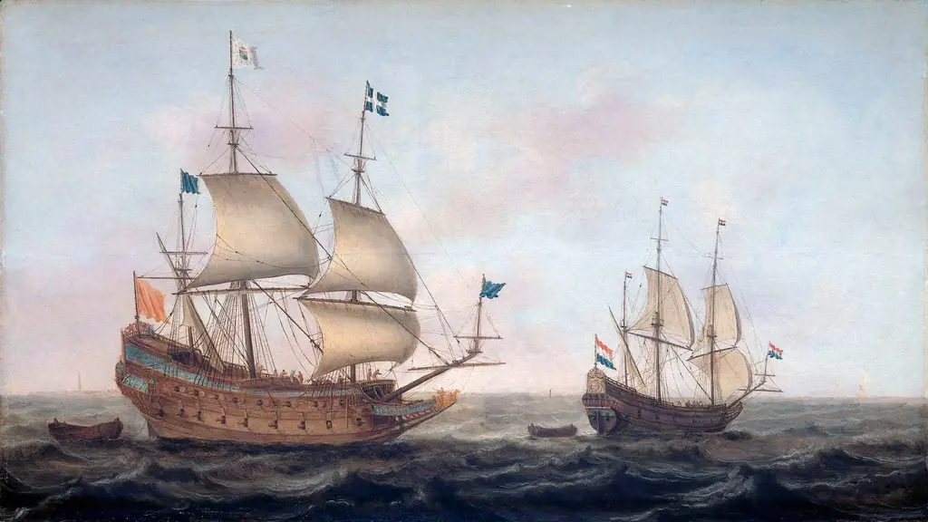 A Warship, built in 1626 by order of Louis XIII in a Dutch shipyard, Arriving at a Dutch Port under Guidance of a Dutch Ship, by Jacob Gerritsz Loef