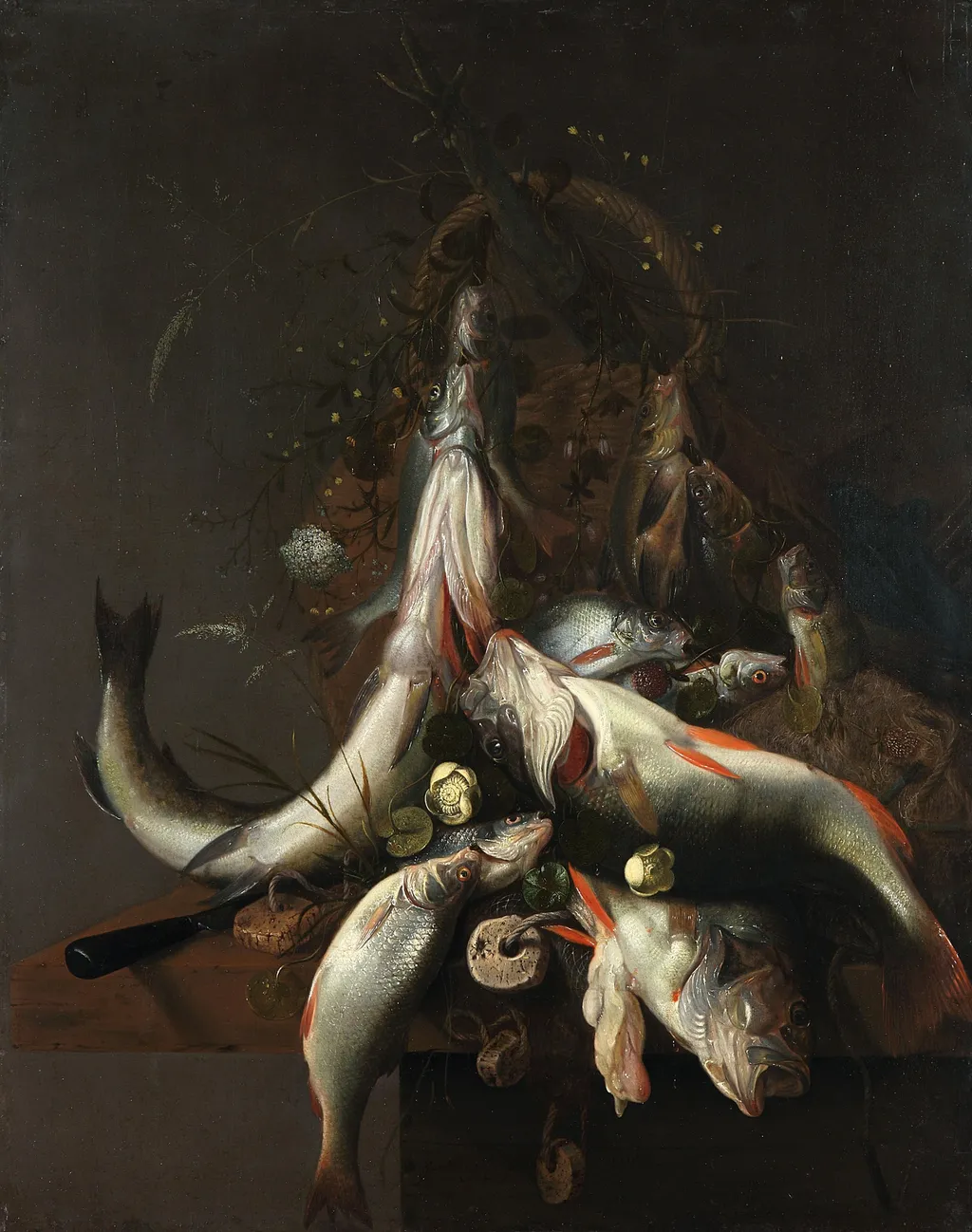 Stilleben mit toten Fischen, by Jacob Gillig, unspecified, 1668