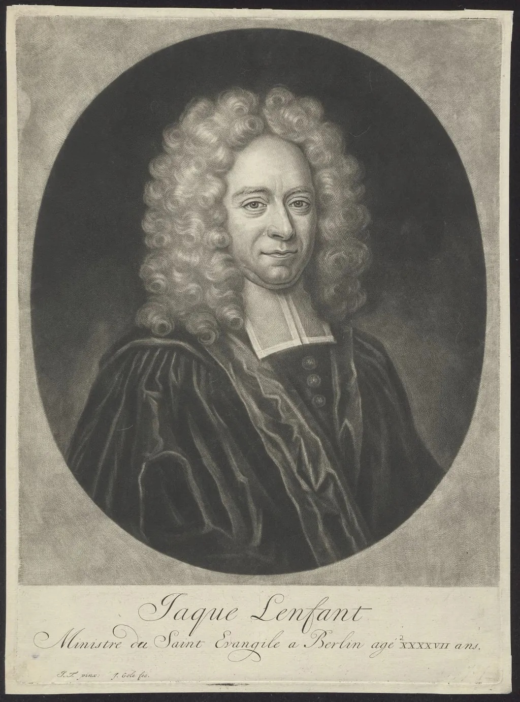 Portrait of Jaque Lenfant, minister in Berlin, by Jacob Gole, unspecified, 1650