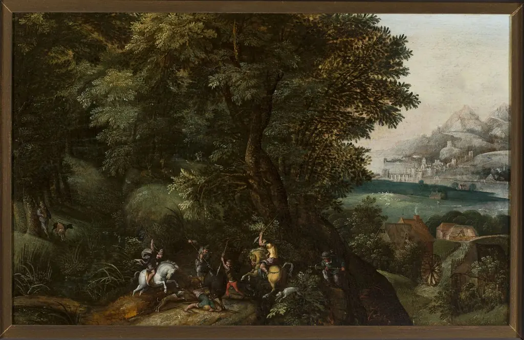 Hunting a wild boar, by Jacob Grimmer