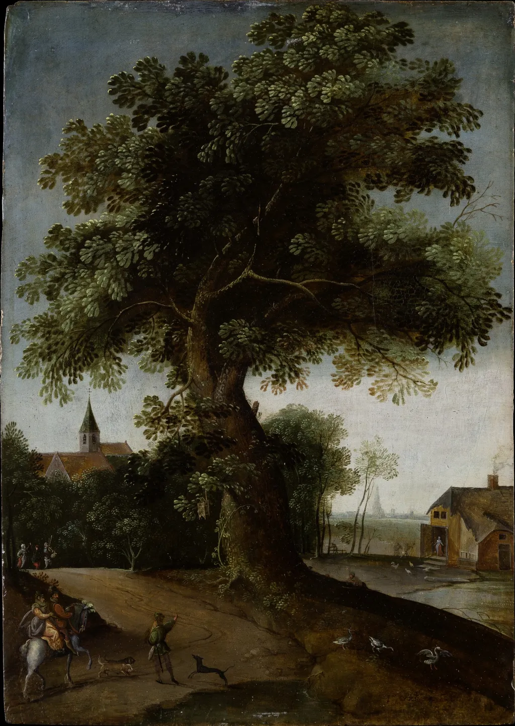 Landscape with Large Tree, by Jacob Grimmer, oil