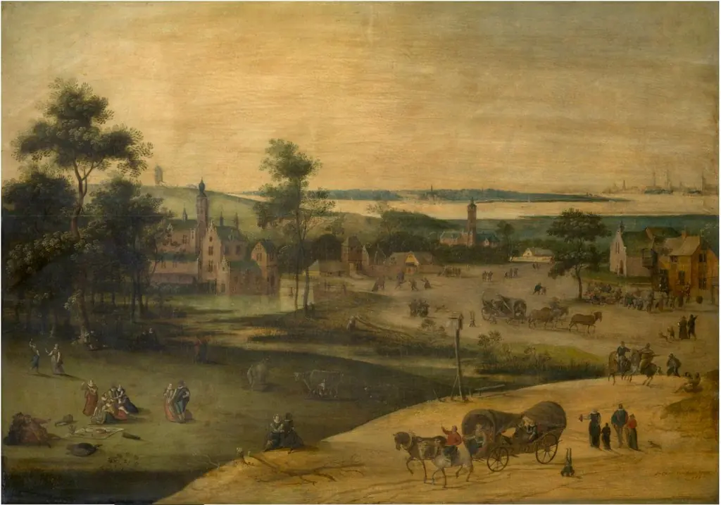 Village at the Scheldt, by Jacob Grimmer