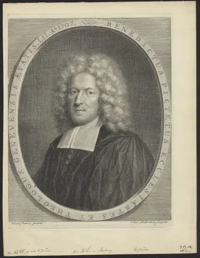 Portrait of Benedictus Pictetus, theologian from Geneva, by Jacob, Houbraken
