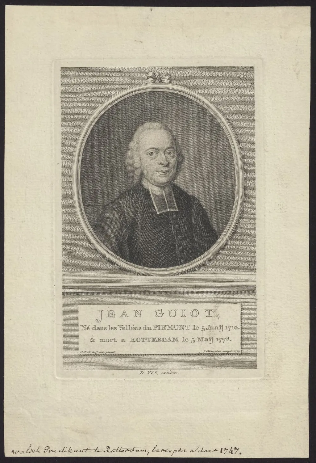 Portrait of Jean Guiot, by Jacob, Houbraken, unspecified, 1750