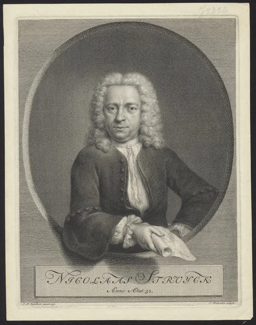 Portrait of Nicolaas Struyck, by Jacob, Houbraken, unspecified, 1750
