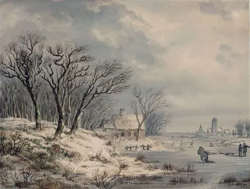 A Winter Landscape with a Frozen River, by Jacob Johann Verreyt