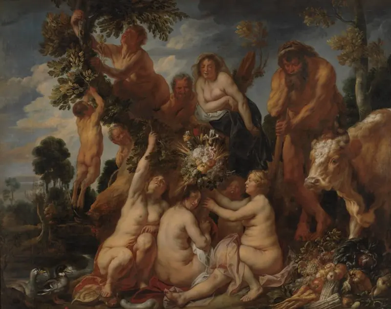Achelous Defeated by Hercules. The Origin of the Cornucopia. (Allegory of Fruitfulness), by Jacob Jordaens