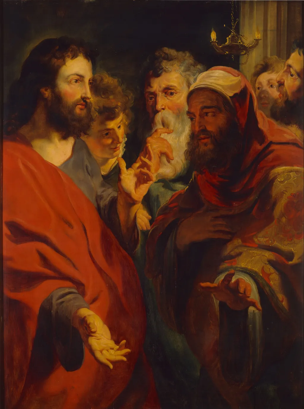Christ instructing Nicodemus, by Jacob Jordaens, oil, 1625