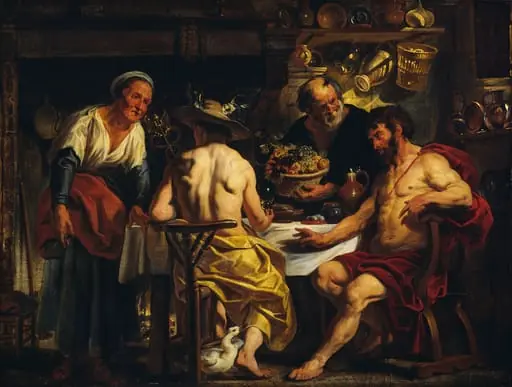 Jupiter ja Merkurius Filemonin ja Bauciin vieraina, by Jacob Jordaens