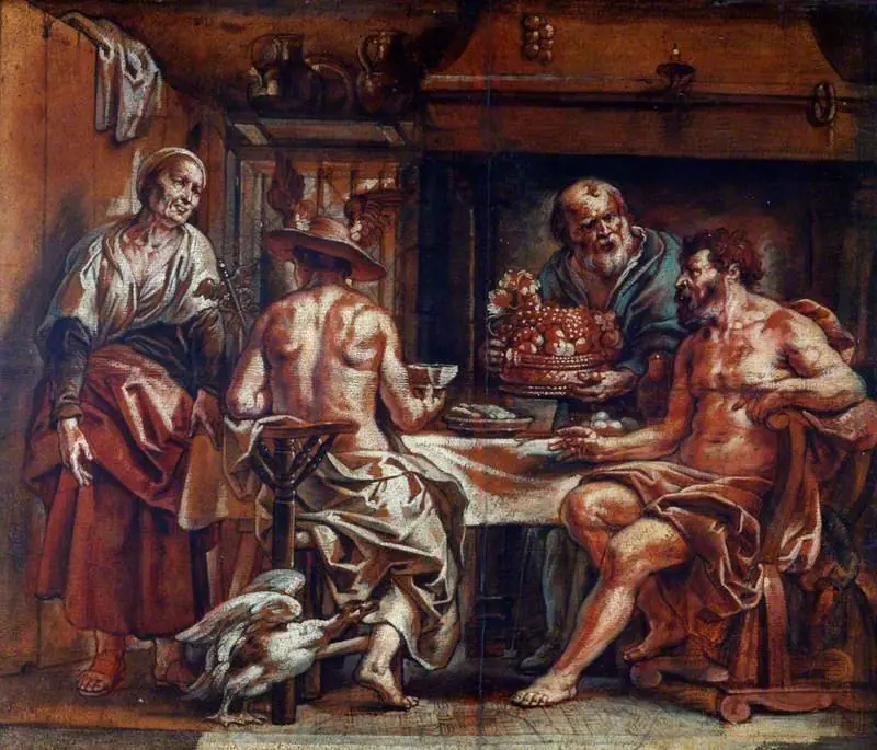 Philemon and Baucis Entertaining Jupiter and Mercury (from Ovid's 'Metamorphoses', VIII, 620–724), by Jacob Jordaens